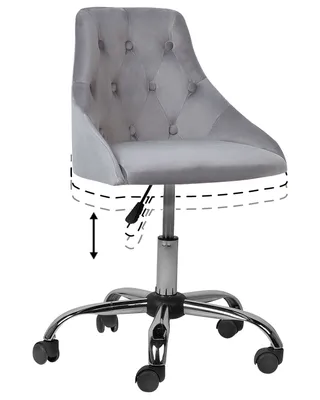 Produktbild von BELIANI Arbeitshocker Grau aus Samtstoff Bürostuhl mit Rollen Elegant