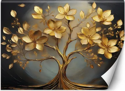 Produktbild von Vlies fototapete Gold Baum Abstrakt 400x280 cm Feeby Gold inkl. Kleber einfache Montage