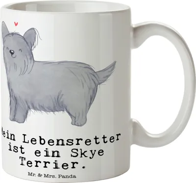Produktbild von Mr. & Mrs. Panda haferl Skye Terrier Lebensretter - Weiß - Geschenk, Kaffeetasse, Becher, Teetasse, Trinkbecher, Kaffeebecher, Tasse