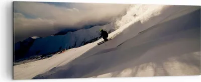 Produktbild von Bild auf Leinwand - Leinwandbild - Berge Ski Winter - 140x50cm - Wand Bild - Wanddeko - Wandbilder - Leinwanddruck - Bilder - Kunstdruck - Wanddekoration - Leinwand bilder - Wandkunst - AB140x50-0511