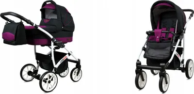Produktbild von BabyLux® Largo | 2in1 Kinderwagen Set | Black Purple | Kombikinderwagen | Kinderwagenset | Buggy
