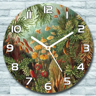 Produktbild von Wanduhr aus Glas Rund fi 30 Dschungel Aquarell Quarz Deko Schlafzimmer Büro