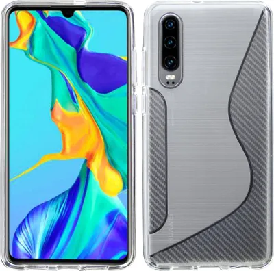 Produktbild von cofi1453® S-Line Hülle Bumper kompatibel mit HUAWEI P30 Silikonhülle Stoßfest Handyhülle TPU Case Cover Transparent