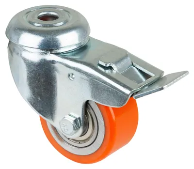 Image de BS Roulettes Roulette pivotante avec blocage et vis sans tête polyuréthane roue Ø 50 mm 120 kg - A621.C10.050