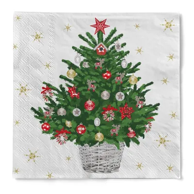 Produktbild von Serviette "Nawel" (Tannenbaum) aus Tissue 33 x 33 cm, 20 Stück - Weihnachtsserviette