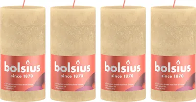 Produktbild von 4er-Set Stumpenkerze - Höhe 13 cm - Durchmesser 6,8 cm - Rustik - Haferbeige