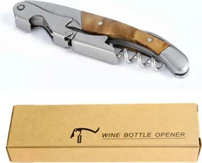 Image de INF Tire-bouchon en Acier Inoxydable Bois Ombré - Ouvre-vin Manuel Portable