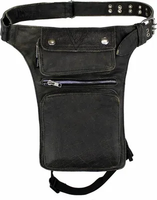 Produktbild von Alpha Speeds Leder Beintasche/Bauchtasche aus 100% stabiles Rindleder für Motorrad/Biker und Freizeit, handgefertigt mit YKK Metall-Reißverschlüssen & verstellbarem Gurt aus Leder – Antik Braun