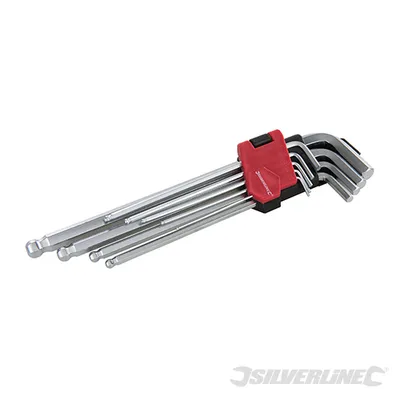 Produktbild von Silverline 675323 Profi Innensechskantschlüssel mit Kugelkopf, 9-teilig