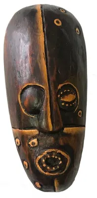 kleine Maske Pirat aus Holz, Größe 20 cm, Holz-Maske aus Bali, Wandmaske