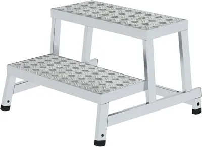 Produktbild von Arbeitspodest modular | Grundmodul | Aluminium-Warzenblech | Rutschfeste Kunststoffschuhe