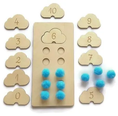 Produktbild von WOLKEN zum Zählenlernen nach Montessori – Feinmotorik