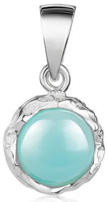 Produktbild von MATERIA by Matthias Wagner Chalcedon Anhänger hellblau Edelstein aus 925 Sterling Silber rund KA-71