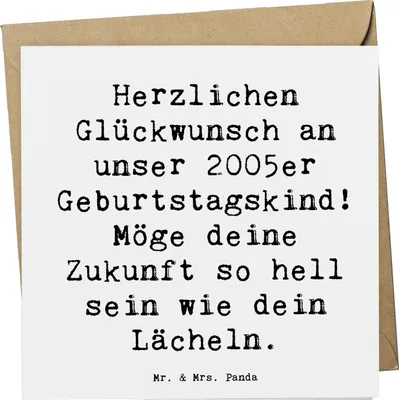 Produktbild von Mr. & Mrs. Panda Grußkarte Spruch 2005 Geburtstag - Weiß - Geschenk, Lächeln, faltkarte, Geburtsjahr, Liebevoll gestaltete Geschenke, Alter, Klappkarte, doppelkarte