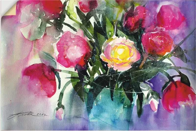 Produktbild von ARTland Wandbild, selbstklebend Pfingstrosen in Vase Größe: 30x20 cm