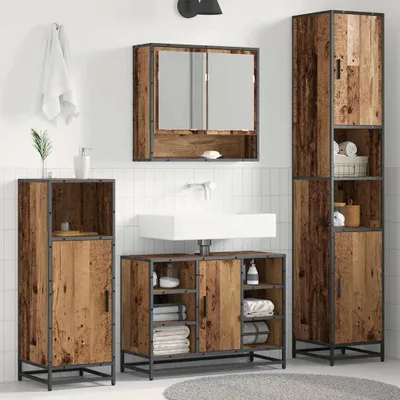 Produktbild von "Schlussverkauf" Badezimmer Sets - Badmöbel mit Stauraum - Altholz 35x37,5x188,5 cm Holzwerkstoff C13316