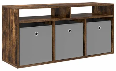 Image de vidaXL Meuble bas à tiroirs en chêne fumé 102 x 32 x 48,5 cm