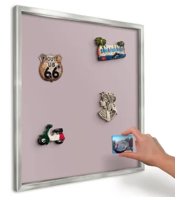 Produktbild von Magnettafel 50x50 cm in einem silbernen Rahmen - Magnetische Metalltafel, Magnetpinnwand zur Wandmontage für Wohnzimmer, Küche, Flur, Kinderzimmer und Büro - Pastelllila