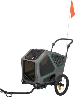 Produktbild von TRIXIE Fahrradanhänger für große Hunde, mit Federung - grau/salbei - 41,5 × 59 × 78/130 cm