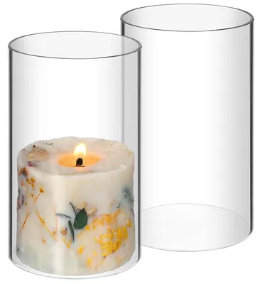 Kerzenzylinder aus Glas, 2 Stück, 9×15 cm, transparent