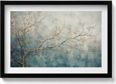 Produktbild von Bemalte Äste– Wandbild mit Rahmen – Gerahmtes Bild  – Wanddekoration – 60x40 cm –  Schwarz Rahmen
