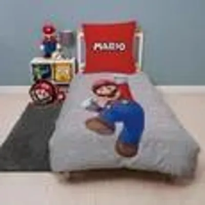 Image de Parure de lit réversible - MARIO BROS - Mario et Luigi - microfibre - 1 housse de couette 140 x 200 cm + 1 taie d'oreiller 63 x 63 cm