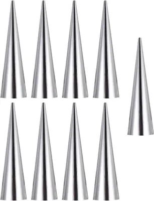 Produktbild von 9 wiederverwendbare Backformen aus Edelstahl für kegelförmige Croissants, einfach zu verwenden für die Heimbäckerei und als Brotbackzubehör