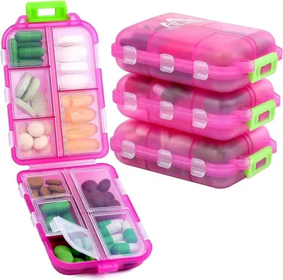 Obrázok produktu pre Muchengbao box na tabletky 7 dní sada 4 boxov na tabletky 10 priehradiek ružová