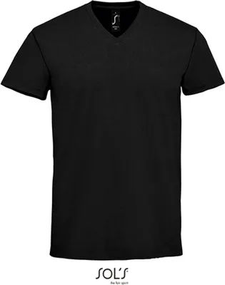Immagine prodotto di SOLs 02940 | Maglietta da uomo Imperial con scollo a V - 190 Jersey - Colore: Nero profondo - Taglia: S