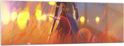 Produktbild von Bilder auf glas - Krieger Schwert - 160x50cm - Glasbilder - Wandbilder - Kunstdruck - zum Aufhängen bereit - Wanddekoration aus Glas - Glas Bilder - Wandbild auf Glas - Einteilig - GAB160x50-3819