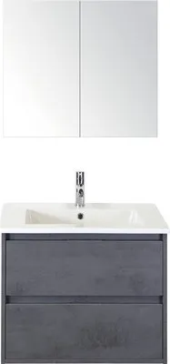 Produktbild von Badmöbel-Set Sanox Porto BxHxT 71 x 170 x 51 cm Frontfarbe beton anthrazit mit Waschtisch Keramik weiß