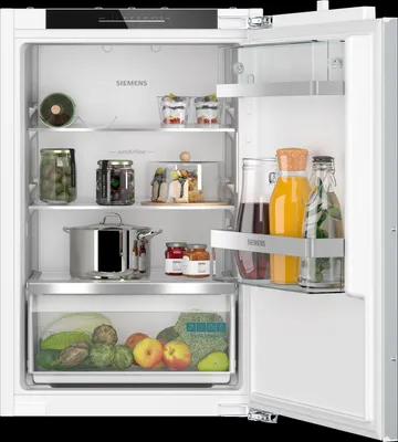 Produktbild von Siemens iQ500, Einbau-Kühlschrank, 88 x 56 cm, Flachscharnier mit Softeinzug KI21RADD1, 136 l, SN-ST, 28 dB, D, Weiß