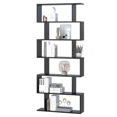 Image de HOMCOM Bibliothèque étagère Zig zag Design Contemporain 80L x 23l x 192H cm 6 Niveaux Noir