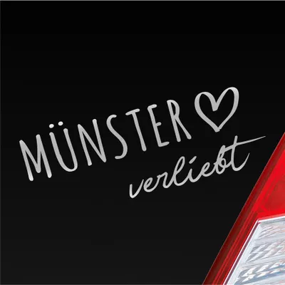 Produktbild von Auto Aufkleber Münster verliebt Herz Stadt Heimat Liebe Car 19x8 cm Silber Sticker Heckscheibenaufkleber