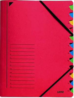 Image de Dossier de classement A4 12 compartiments carton rouge paquet de 5