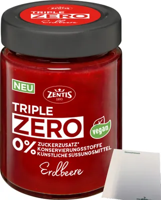Produktbild von Zentis Triple Zero Aufstrich Erdbeere Brotaufstrich (185g Glas) + usy Block