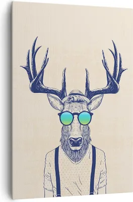 Produktbild von Bild auf Leinwand - Leinwandbild - Einteilig - Hirsch Abstraktion - 70x100cm - Wand Bild - Wanddeko - Wandbilder - Leinwanddruck - Wanddekoration - Leinwand bilder - Wandbild - PA70x100-3808