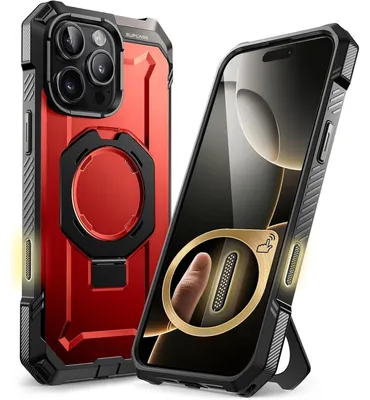 Produktbild von Schutzhülle mit Ständer für iPhone 16 Pro 6.3 Zoll Rot MagSafe Robust Case