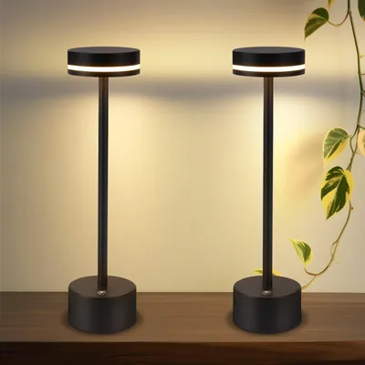 Produktbild von ZMH 2ER Tischlampe Kabellos LED Tischleuchte Akku Nachttischlampe Dimmbare 3000K-6500K mit USB-C Touch Lampe Schwarz Tischlampen für Schlafzimmer Esszimmer Büro