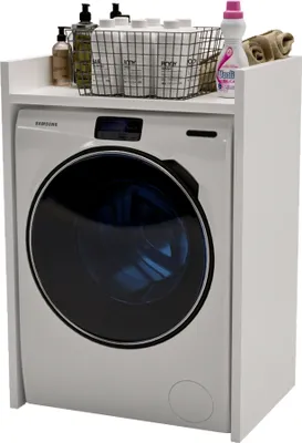 Image de Armoire pour lave-linge Armoire de salle de bains Meuble de salle de bains Étagère pour lave-linge 66x97x62 (Blanc)