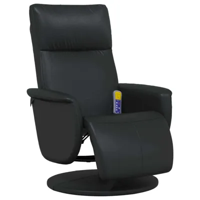Image de Fauteuil inclinable de massage repose-pieds noir similicuir