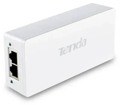 Produktbild von Tenda Gigabit PoE Injector, IEEE 802.3af/at, 30W PoE Adapter, bis zu 100 m Reichweite, Plug & Play, Weiß