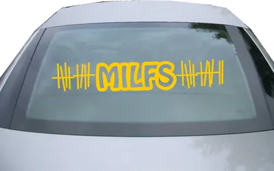 Produktbild von Indigos UG - Aufkleber Heckscheibe & Motorklappe DE2144 - gold - 600x114 mm - MILFs - Auto Scheiben Fenster Heckklappe Tuning Racing JDM - Die cut