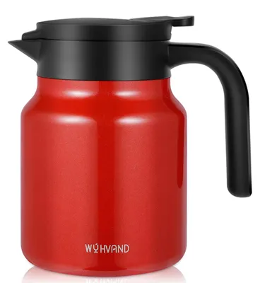 Obrázek produktu pro Termoska z nerezové oceli o objemu 1 l, izolovaná konvice a kávovar na teplé i studené nápoje, prachotěsná, ideální do domácnosti, kanceláře nebo na párty, červená