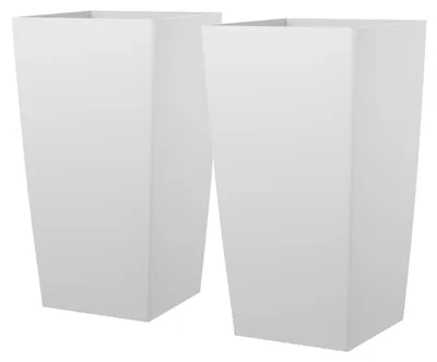 Obrázek produktu pro SucceBuy květináč 390 x 390 x 750 mm, sada 2 ks, květináč, květinový truhlík, květináč z PP, truhlík, květinový box s vnitřním květináčem a odtokovými otvory, ideální pro pokojové i venkovní rostliny, bílý