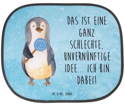 Produktbild von Mr. & Mrs. Panda Auto Sonnenschutz Pinguin Lolli - Eisblau - Geschenk, Unvernünftig, Sonnenblende, Fürs, Süßigkeiten, Spruch, Hitzeschutz