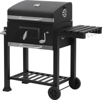 Image de Barbecue à gaz avec housse - Barbecue à gaz à hauteur réglable - Support pour barbecue à gaz avec roulettes - Noir