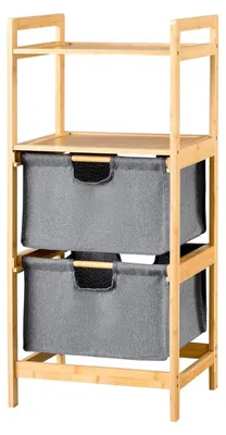 Obrázok produktu pre Košík na bielizeň Wintem z bambusu s 2 košíkmi a 2 odkladacími plochami, rozmer 90 x 38 x 30 cm – veľký