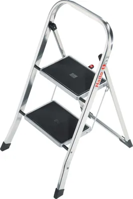 Image de Hailo-Werk Hailo K30 - Echelle pliante - 2 marches - Hauteur de travail : 2,25 m - Aluminium - Aluminium avec marches noires (4392-801)