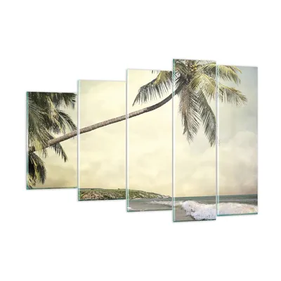Produktbild von Bilder auf glas - 5 Teile - Palme Strand Insel - 150x100cm - Glasbilder - Wandbilder - Bilder - zum Aufhängen bereit - Wanddekoration aus Glas - Glas Bilder - Wandbild auf Glas - GEG150x100-4154